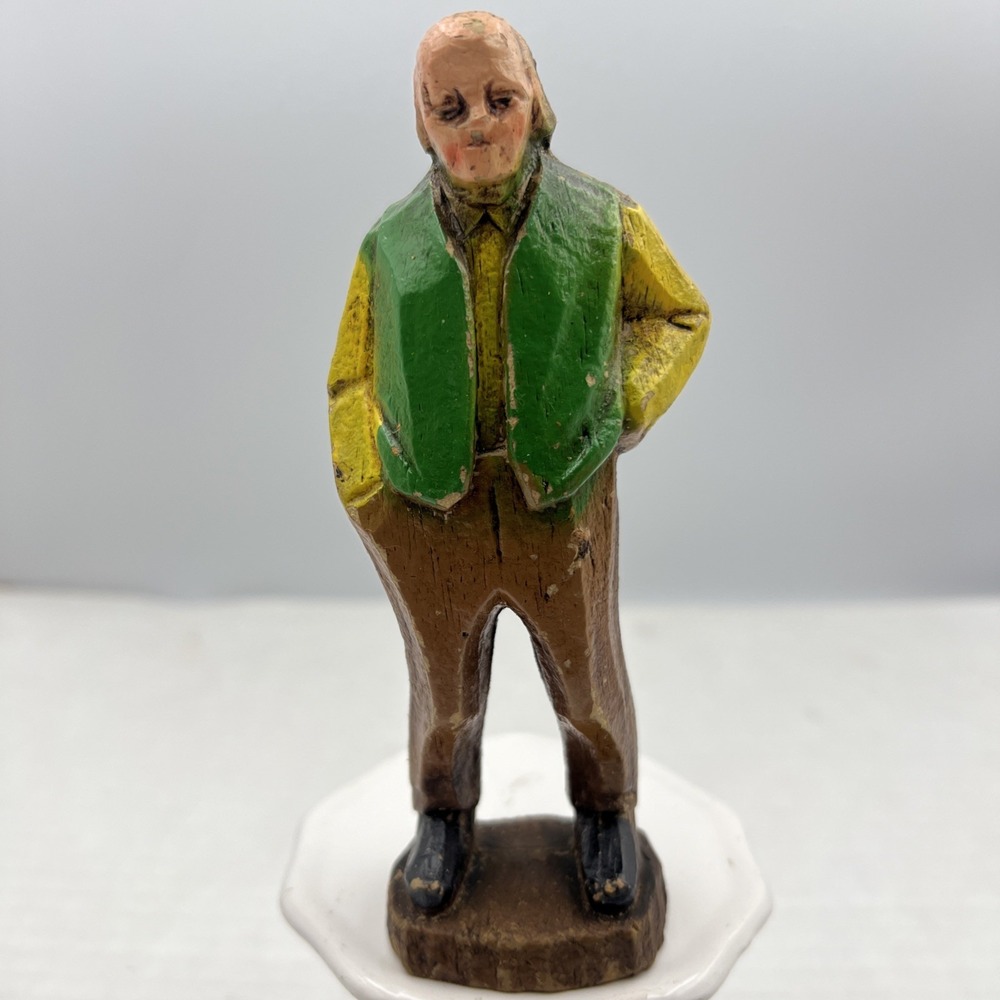 VTG Mid-Century 1940's Syroco Wood Hand‎ Painted Folk Art "Old Man" Figurine
